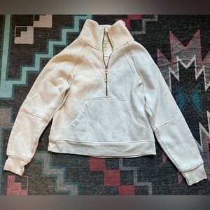 Danskin Cream Quarter-Zip Sweatshirt with Thumb Holes Small